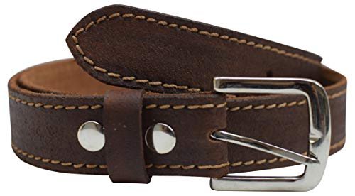 Leather Belt Removable Buckle Vintage Style Brown Leather 