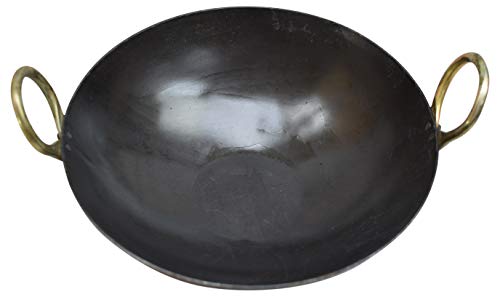 12 INCH INDIAN PURE IRON LOHA KADHAI DEEP FRYING PAN KADHAI FOR FRYING,  COOKING 