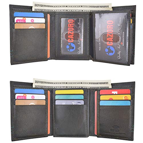 Wallet for Men-Genuine Leather RFID Blocking Bifold Stylish Wallet with 2 ID Window