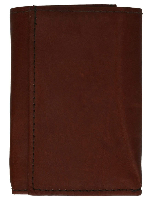 Genuine Cowhide Leather Keychain Holder Trifold Wallet 312 CF Black