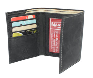 RFID Protected Men's Slim Trifold Wallet Vintage Leather Wallets for Men with Box-menswallet