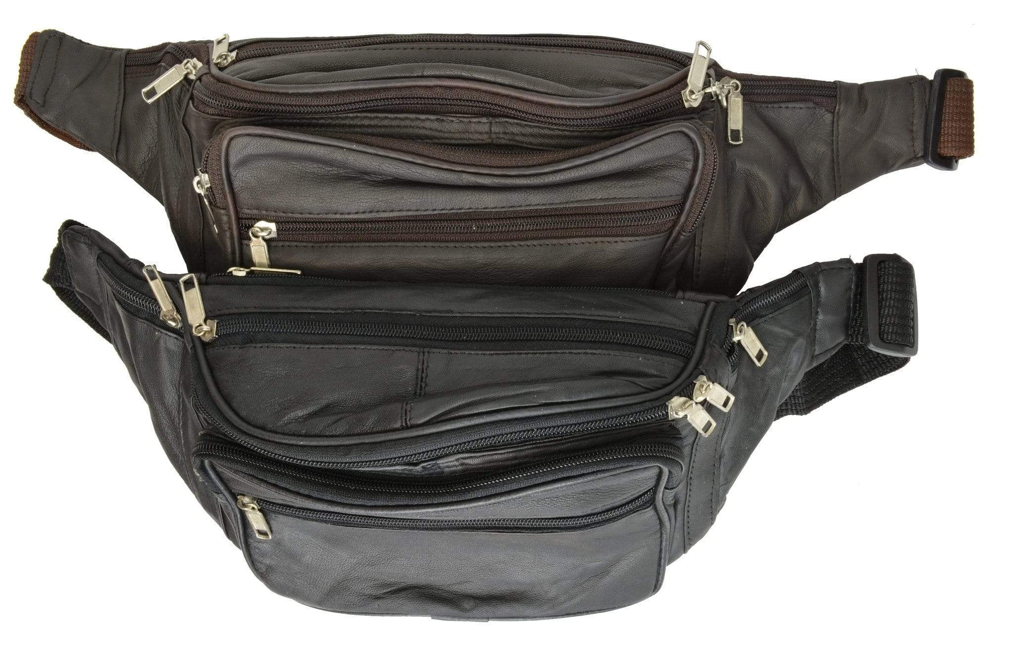 Women leather Fanny Pack, Black, Large | Laroll Bags