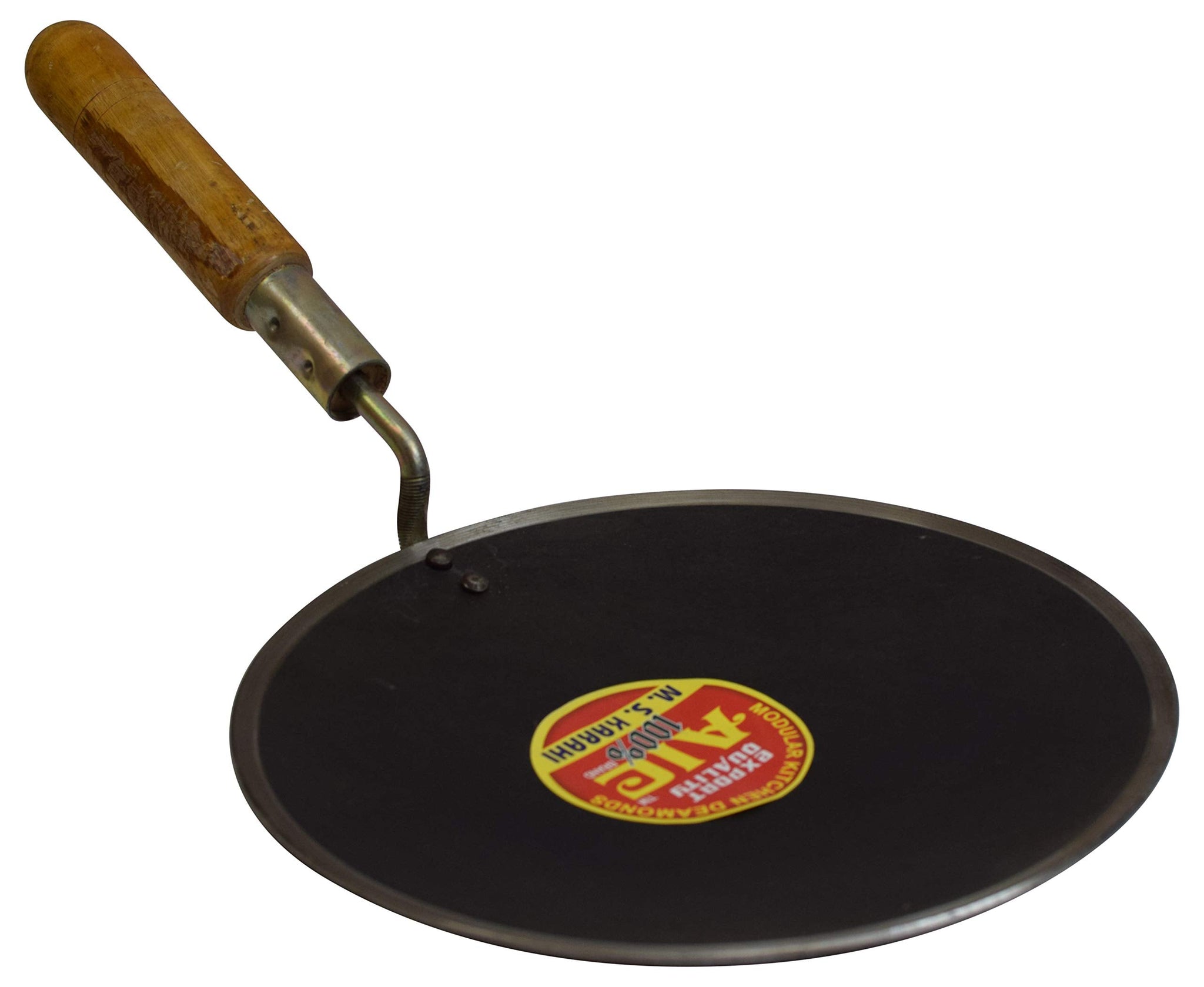 Indian cooking Iron Roti Tawa with Wooden Handle Silver