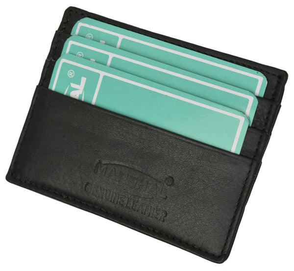 Marshal-Mens-Black-Leather-Minimalist-Front-Pocket-Cash-Card-Holder ...