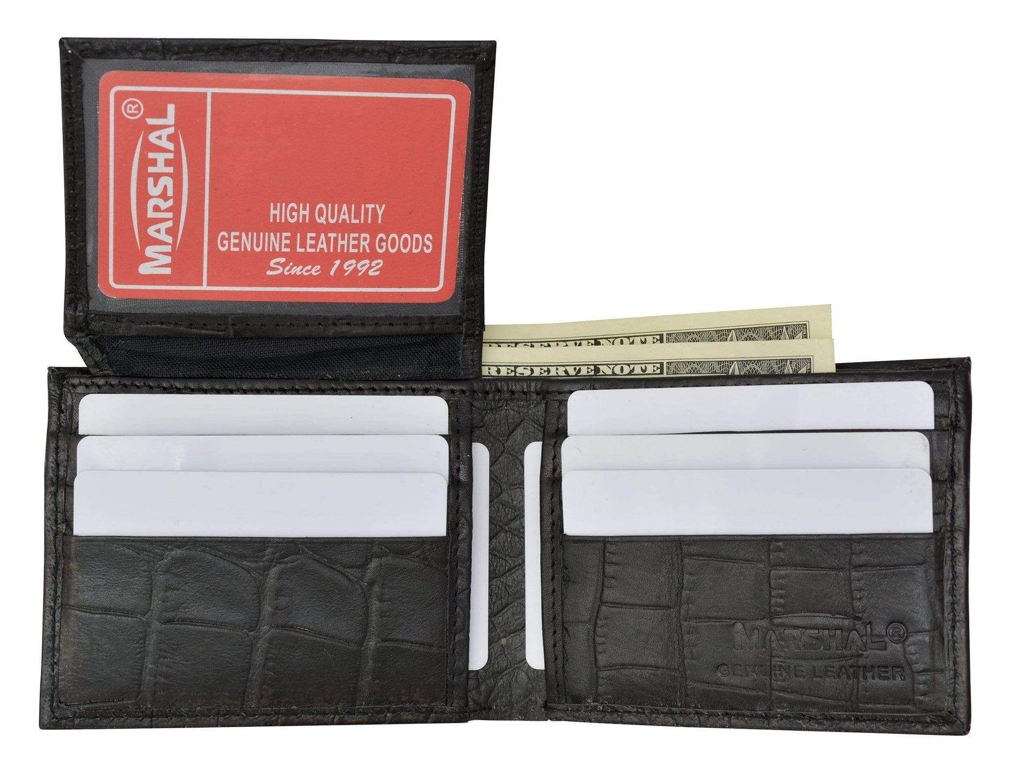New Mens Genuine Leather Bifold Wallet ID Credit Card Alligator