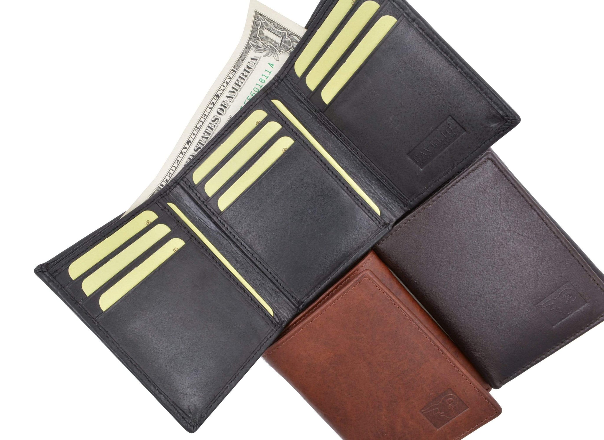 Bi Fold Genuine Leather Wallet for Men with Coin Pocket and ID Window Tan,  Card Slots: 8