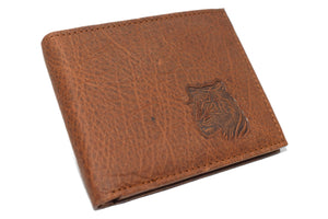 Men's RFID Blocking Tiger Genuine Leather Bifold Trifold Wallet Gift for Men (Bifold)-menswallet