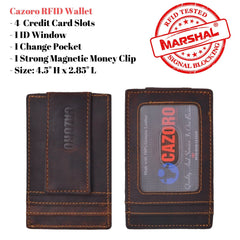 RFID Blocking Money Clip Front Pocket Vintage Leather Strong Magnetic –  Marshalwallet