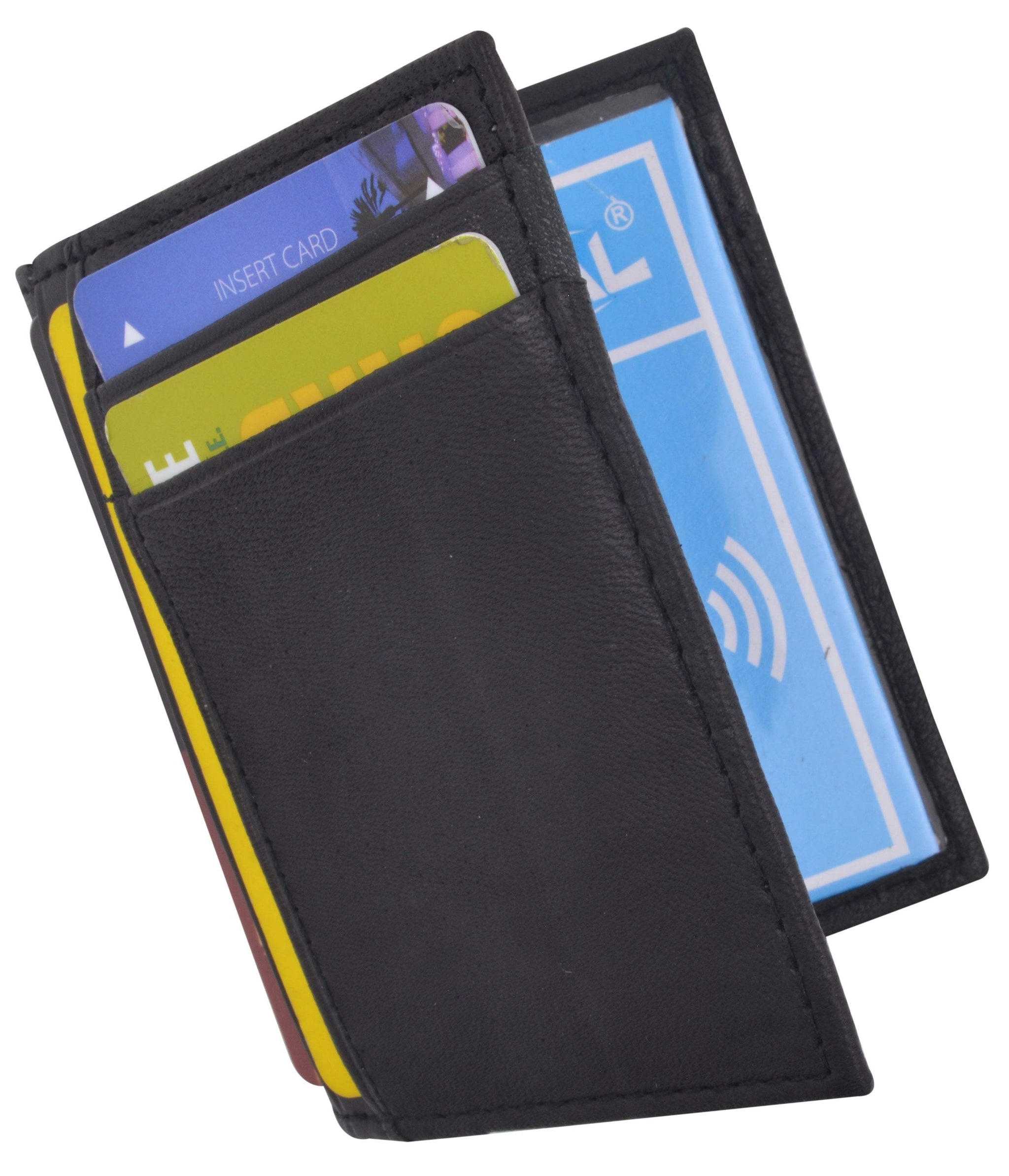 Slim Minimalist Wallets For Men & Women - Leather Front Pocket Thin Mens Wallet RFID Credit Card Holder Gifts, Black