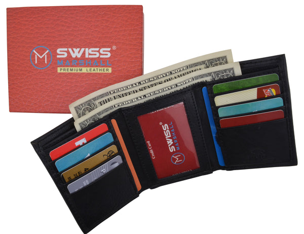 RFID-Blocking-Premium-Leather-Black-Classic-Trifold-Credit-Card-ID ...