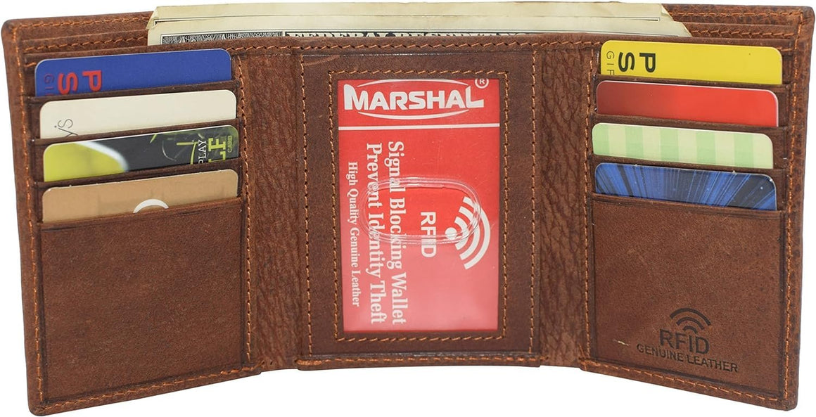 Sombrero Genuine Leather Bifold Trifold RFID Blocking 5 De Mayo Wallet for Men (Trifold)-menswallet