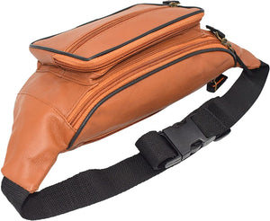 Cowhide Leather Fanny Pack Waist Bag Multifunction Hip Bum Bag Travel Pouch-menswallet