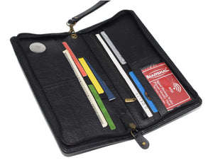 Travel Document Organizer with AirTag Holder - RFID Blocking Passport Wallet Case Family Holder ID Wristlet Wallet-menswallet