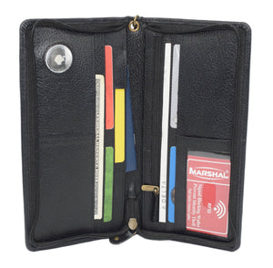 Travel Document Organizer with AirTag Holder - RFID Blocking Passport Wallet Case Family Holder ID Wristlet Wallet-menswallet