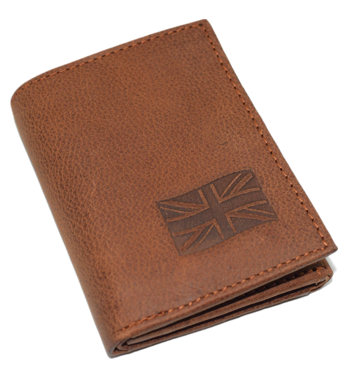 Marshal UK Flag RFID Blocking Genuine Leather Bifold Trifold British Wallet for Men (Trifold)-menswallet