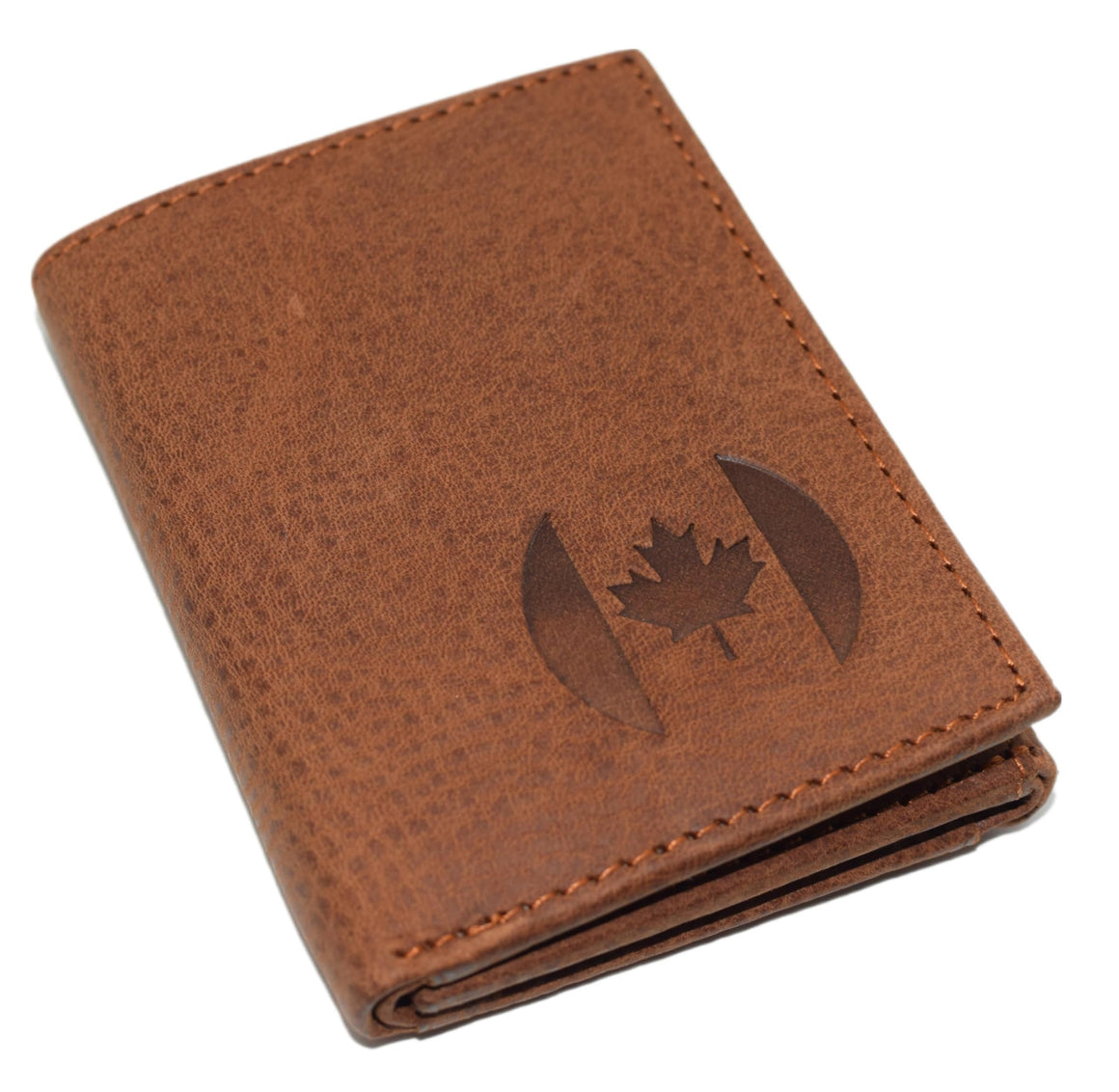 Marshal Canada Flag RFID Blocking Genuine Leather Bifold Trifold Wallet for Men (Bifold)-menswallet