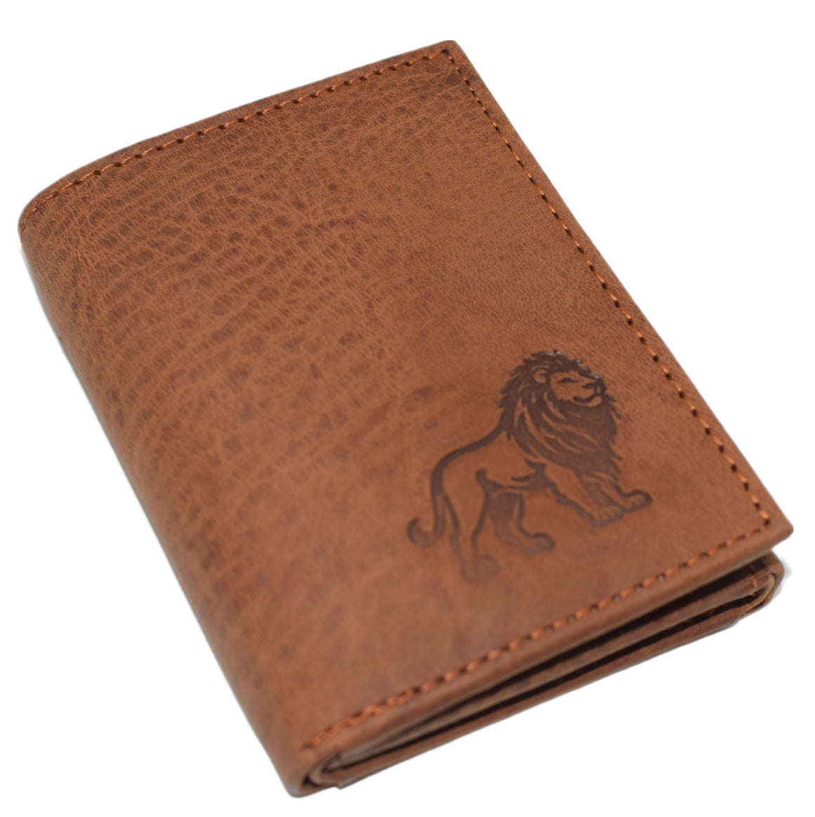 Marshal Lion RFID Blocking Genuine Leather Bifold Trifold Wallet for Men King of the Jungle (Trifold)-menswallet