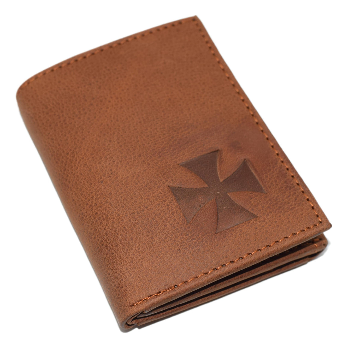 Marshal Templar Cross RFID Blocking Genuine Leather Bifold Trifold Wallet for Men (Bifold)-menswallet