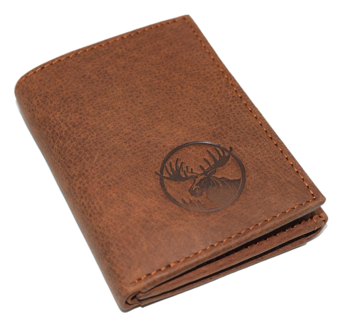 Marshal RFID Blocking Moose Genuine Leather Bifold Trifold Wallet for Men Gift (Bifold)-menswallet