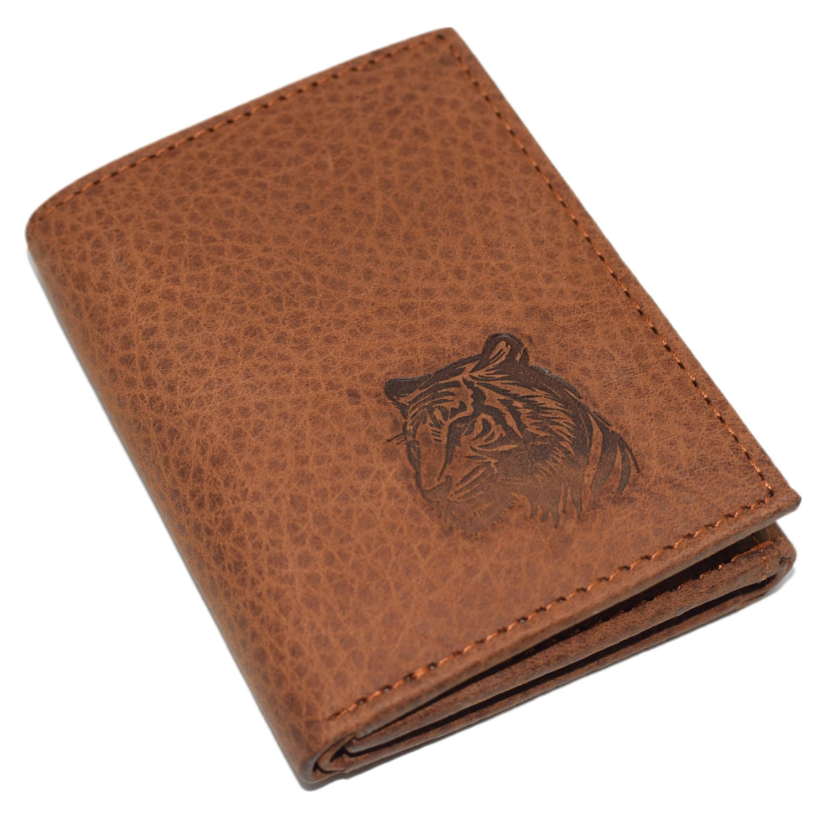 Men's RFID Blocking Tiger Genuine Leather Bifold Trifold Wallet Gift for Men (Bifold)-menswallet