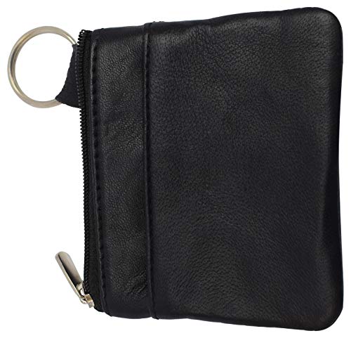  Premium Genuine Full Grain Leather Mini Coin Purse Keychain  Pouch Card Holder for Men Women, Black, 1, Zip Coin Pouch : Clothing, Shoes  & Jewelry