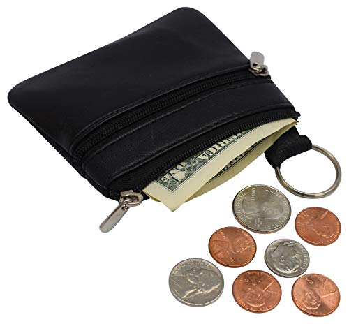 Moplusea Genuine Leather Small Coin Purse Wallet With Keychain, Mini Change  Purse, Coin Pouch Holder For Men (GLCB010 Black)