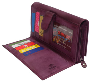 The Leather Shop UK  LADIES PURPLE LARGE REAL LEATHER CREDIT CARD HOLDER  WALLET PURSE