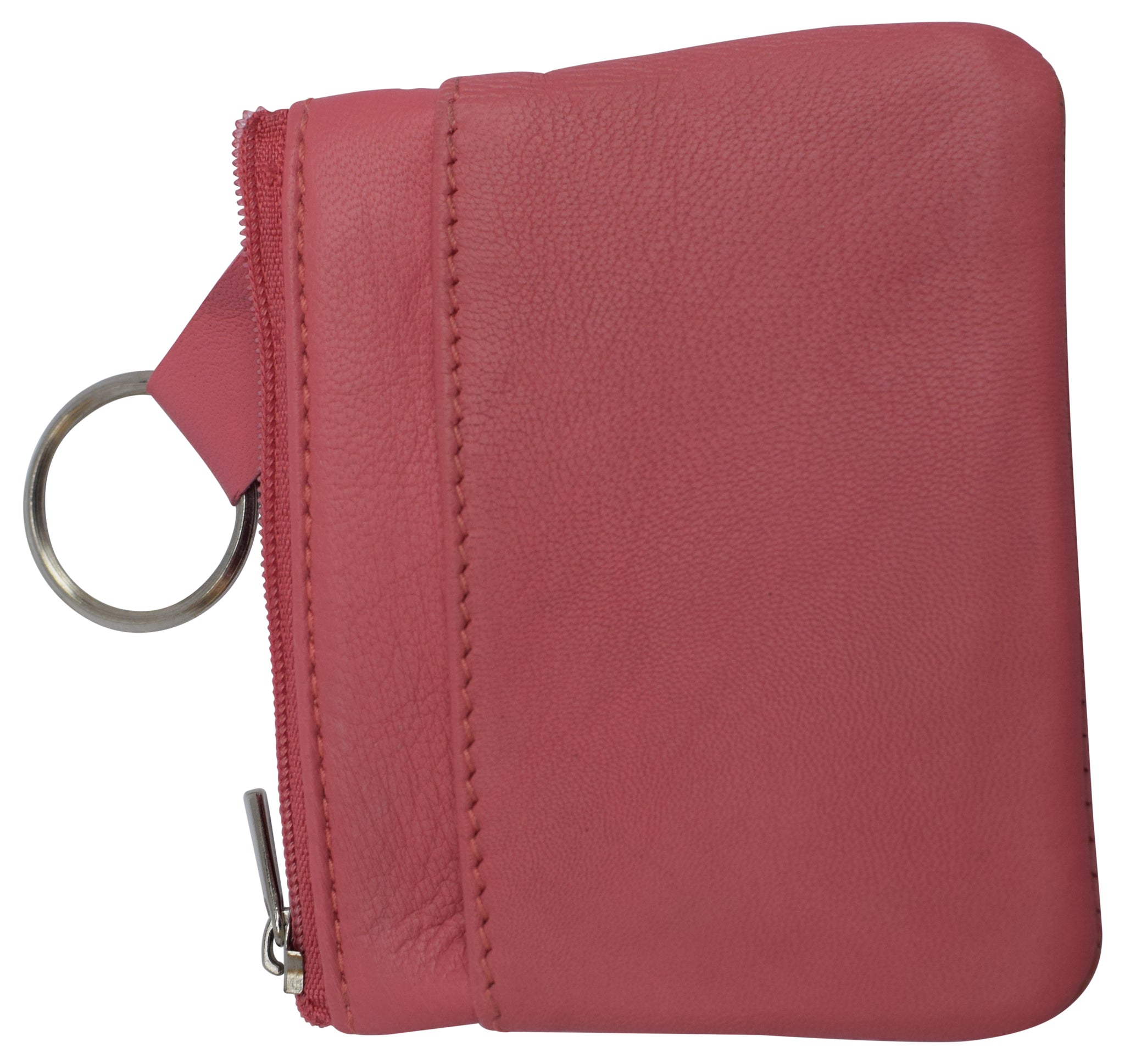 Pink Leather Key Pouch Keychain Pouch Pink Pouch Zippered 