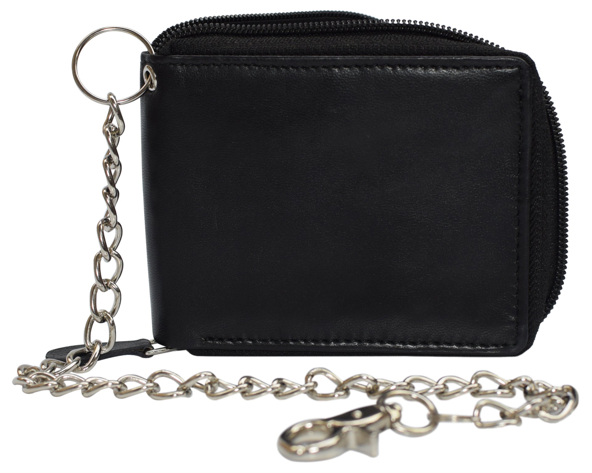 Zip Around Bifold chain Wallet for Men, YKK Zip, RFID safe Leather, Fl