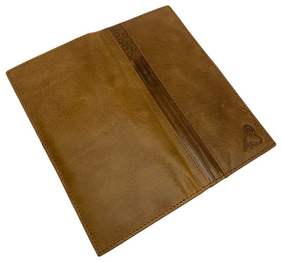 RFID safe Leather Trifold Chain Wallet for Men Dark Brown Long checkbook  J312B