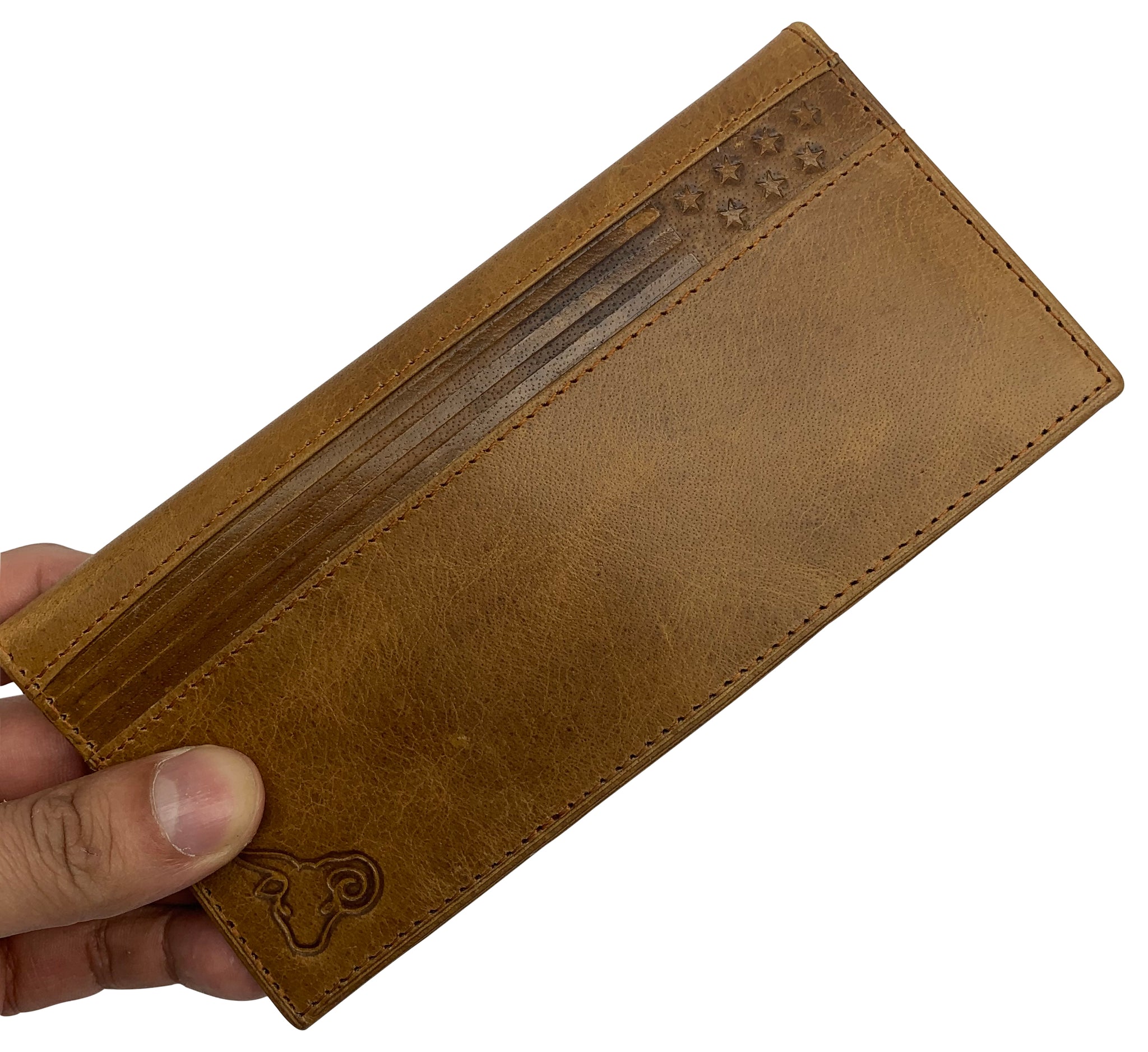 Biker Pocket Book Wallet With Chain Tan