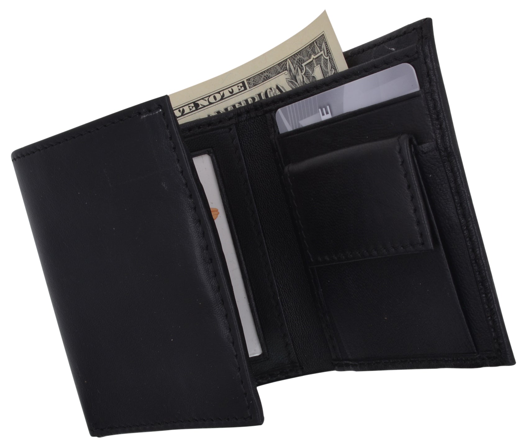The Leather Shop UK  WOMEN'S BLACK TRIFOLD REAL LEATHER CREDIT CARD HOLDER  WALLET COIN PURSE