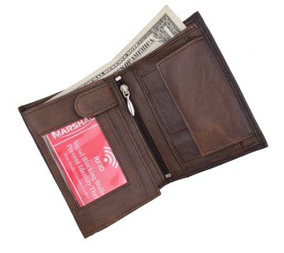 Premium Leather Trifold Wallet with ID Window