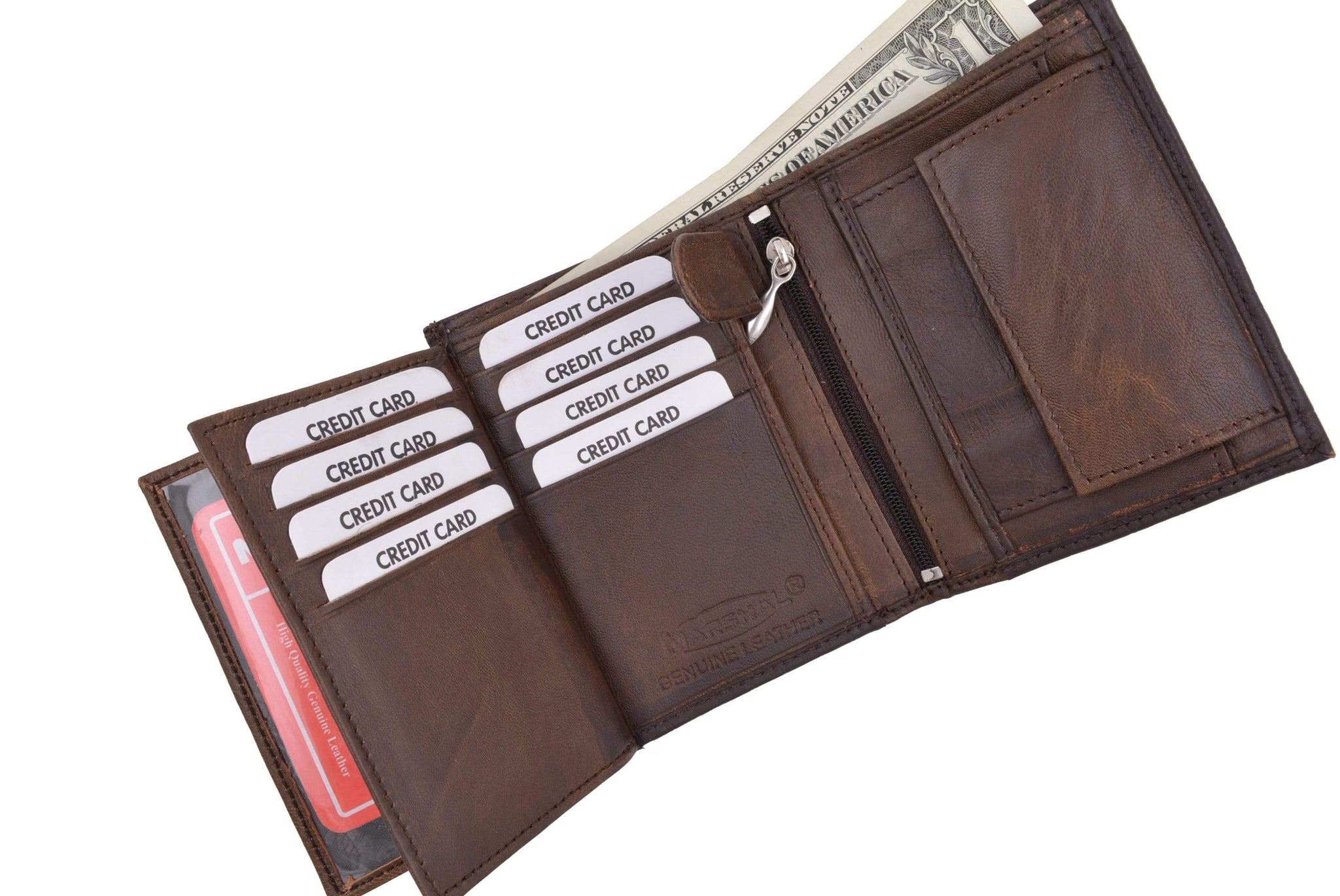 Terdinero Keychain Wallet Leather Zip Credit Card Holder with ID Window  RFID Blocking