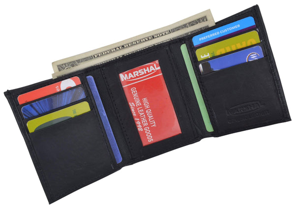 marshal-black-genuine-leather-trifold-lambskin-wallet-with-center-id ...