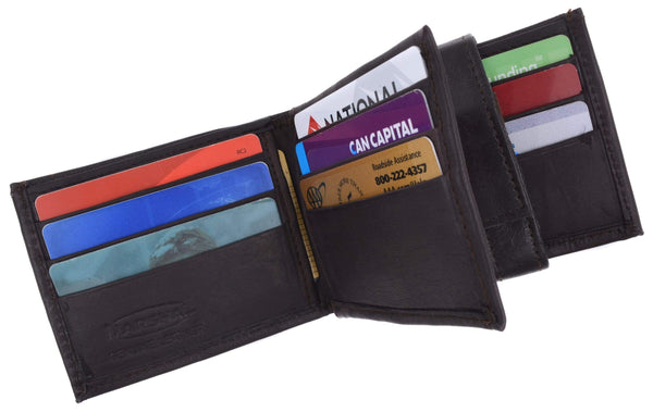 marshal-black-mens-genuine-leather-wallet-euro-traveler-style-with ...