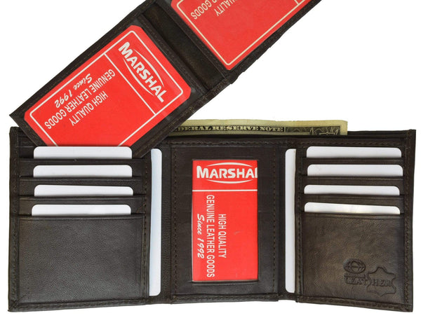 marshal-black-mens-genuine-leather-wallet-lambskin-flip-trifold-1455-c ...