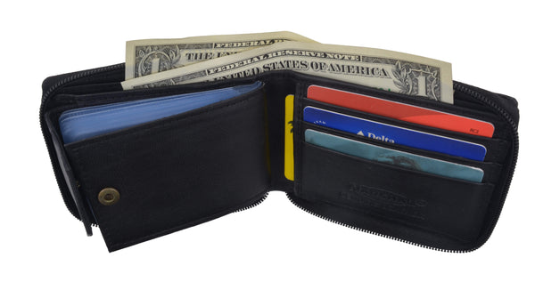 marshal-black-zippered-bifold-leather-wallet-w-removable-plastic ...