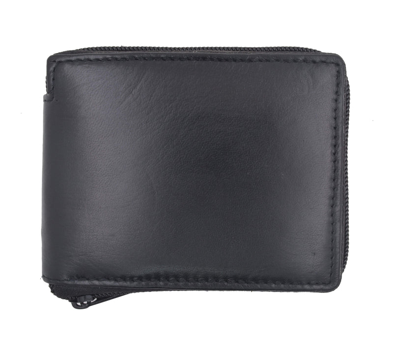 Zippered Bifold Leather Wallet W/Removable Plastic Inserts in Leather ...