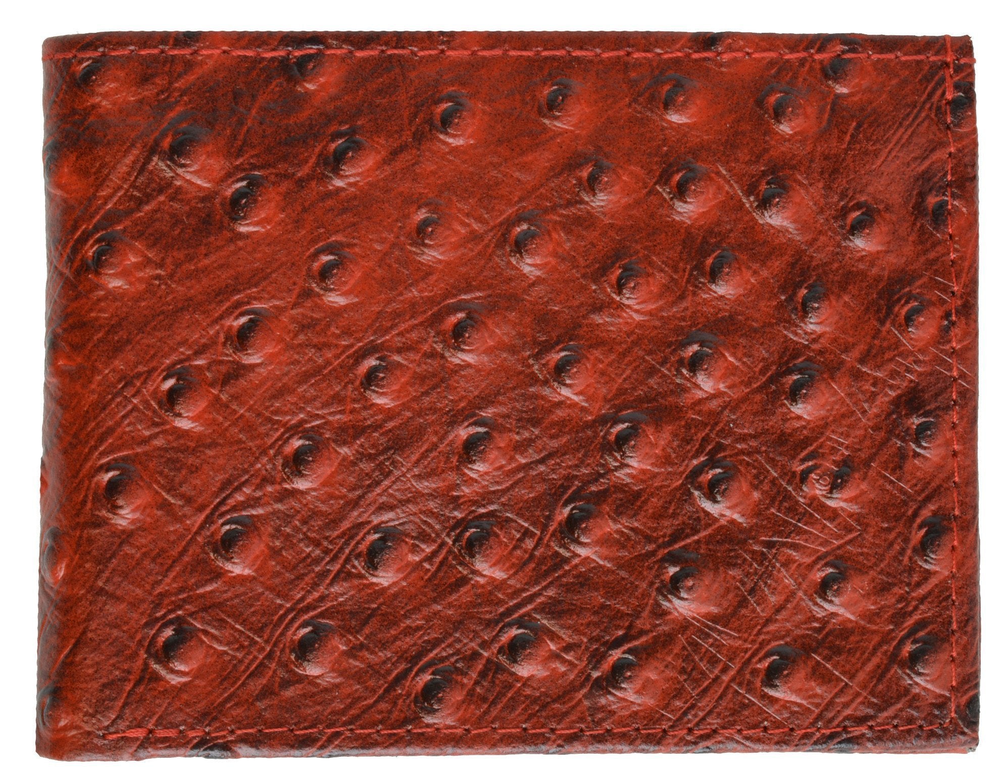 Slim Leather Wallet, Ostrich Print,Brown