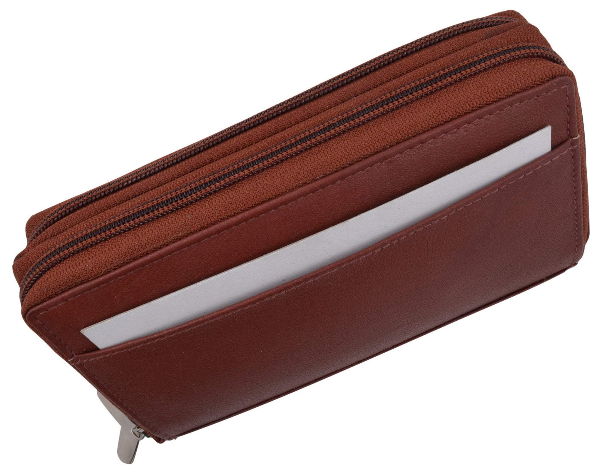 Men's Genuine Leather Zipper Wallet Handbag Organizer Checkbook