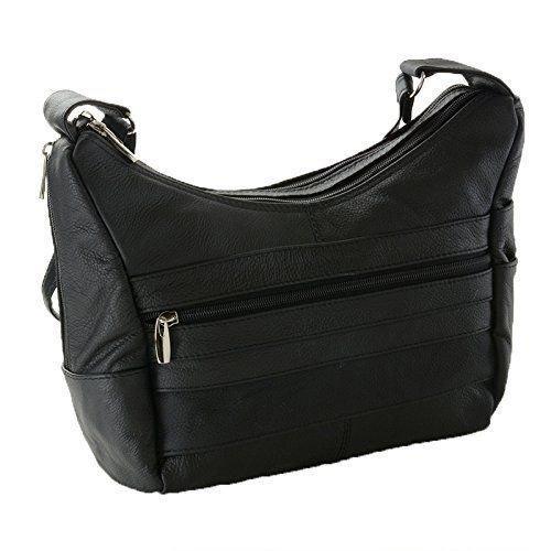 Genuine Leather Multi-Pocket Crossbody Purse Handbag Black Brown -  Walmart.com
