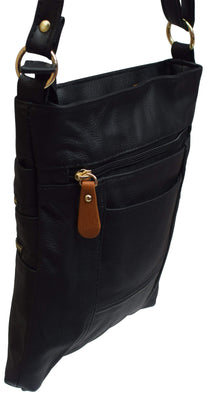Leather Crossbody Bag for Men Women Muiti-pocket Side Bag