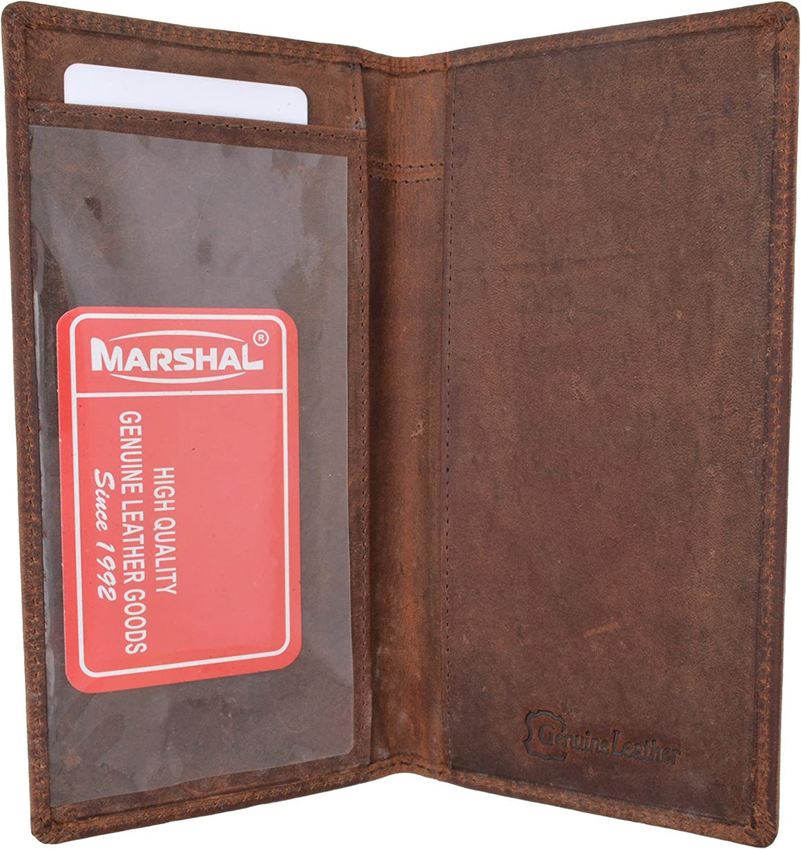 Marshal RFID Blocking Hand Crafted Hunter Genuine Leather Checkbook Cover Simple-menswallet